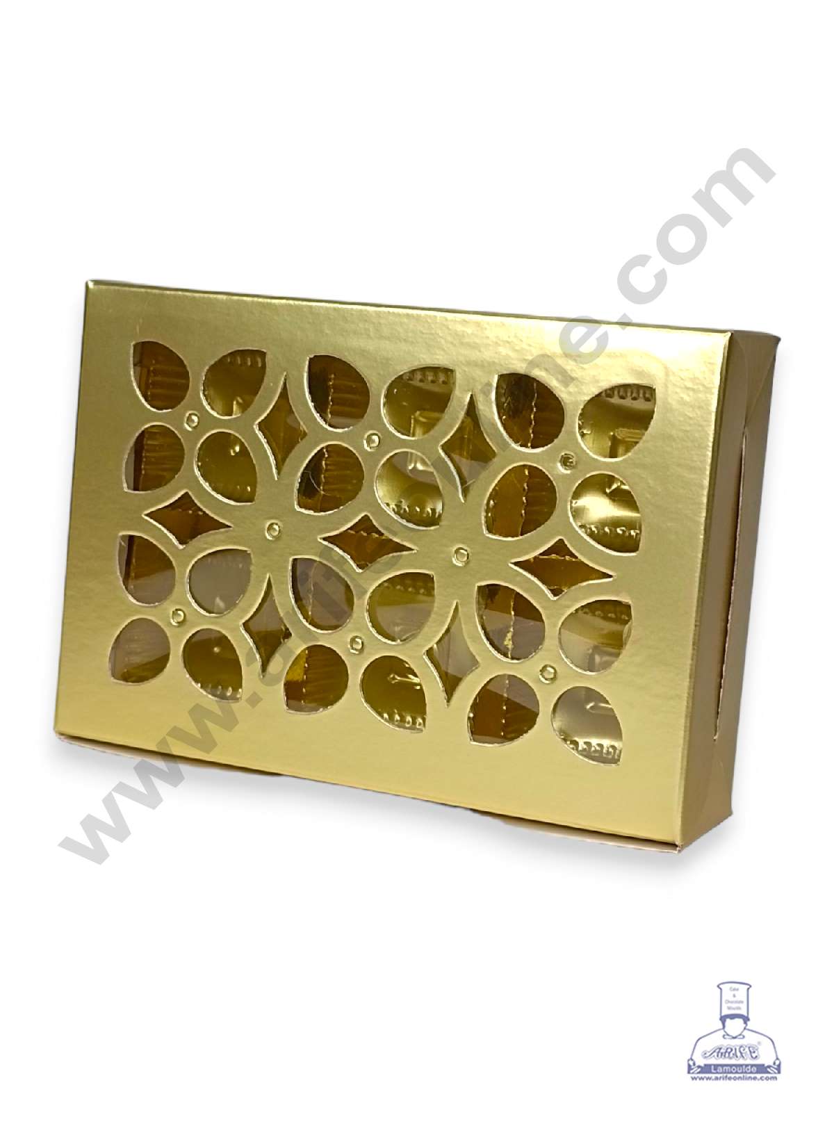 6 Cavity Chocolate Box with Cavity & Cutout Window Without Handle ( 10 Piece Pack ) - Gold (MOQ 12 PCK) (ADD)