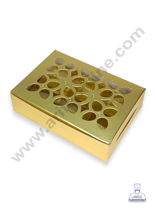 6 Cavity Chocolate Box with Cavity & Cutout Window Without Handle ( 10 Piece Pack ) - Gold (MOQ 12 PCK) (ADD)