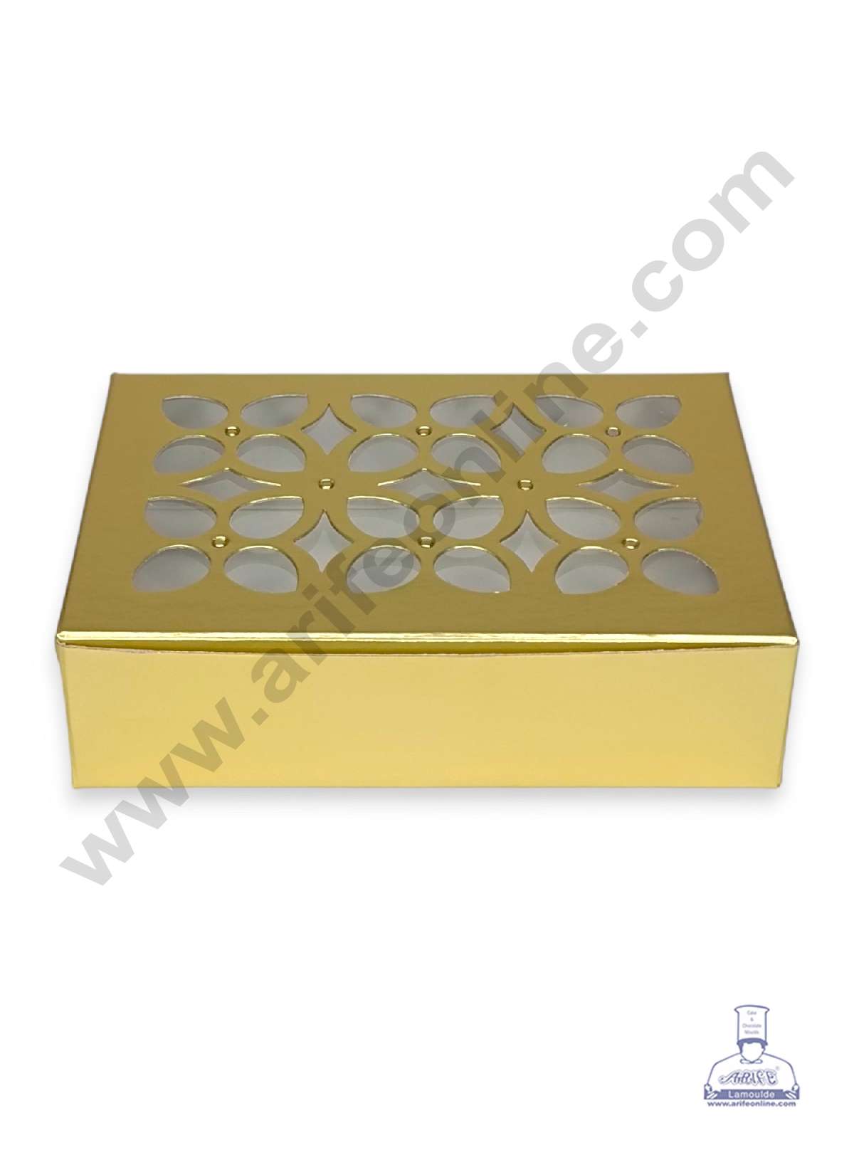 6 Cavity Chocolate Box with Cavity & Cutout Window Without Handle ( 10 Piece Pack ) - Gold (MOQ 12 PCK) (ADD)