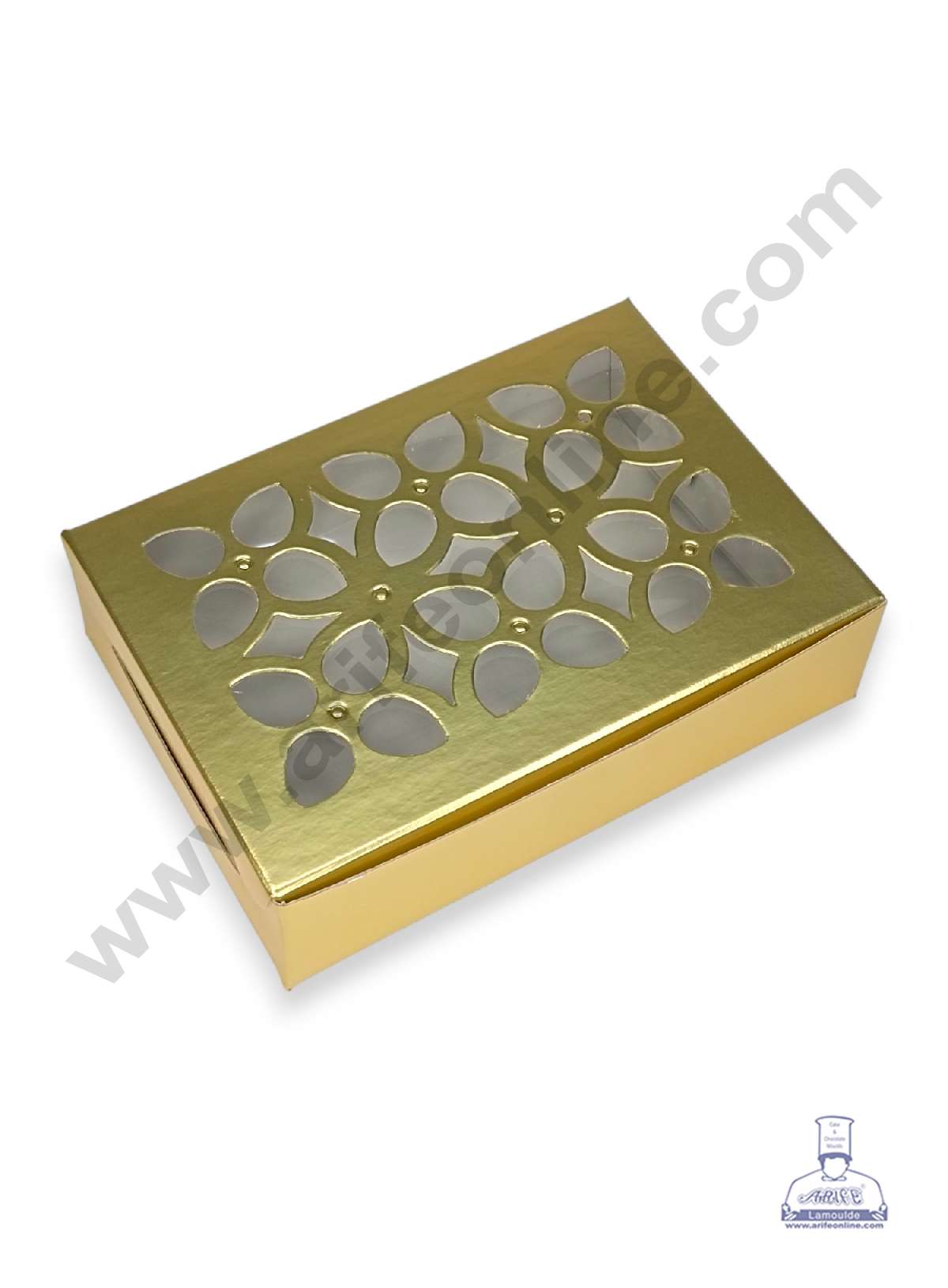 6 Cavity Chocolate Box with Cavity & Cutout Window Without Handle ( 10 Piece Pack ) - Gold (MOQ 12 PCK) (ADD)