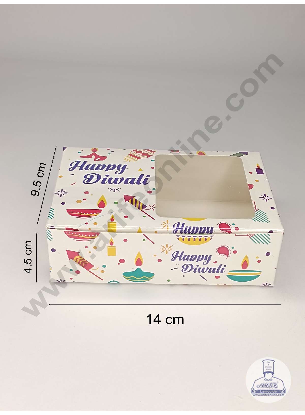 6 Cavity Diwali Theme Chocolate Box with Clear Window & Cavity ( 10 Piece Pack ) - White (MOQ 12 PACK) (UD)