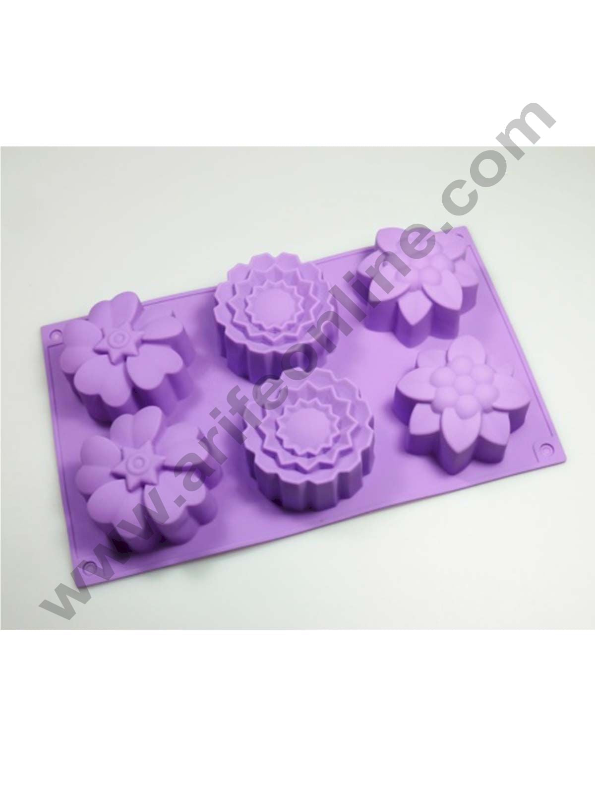 6 Cavity Mix Flower Silicon Moulds Muffin Mould