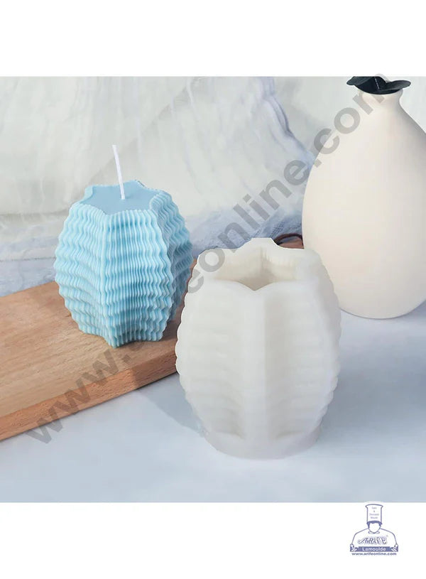 3D Silicon 1 Cavity Wavy Striped Star Shape Silicon Candle Mould, Silicon Soap Mould (SBSP-DYF7003) - CAKE DECOR™ (MOQ 12 PCS)  (RMD