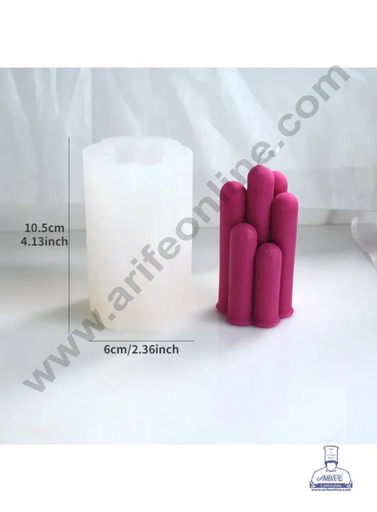 3D Silicon 1 Cavity Cylindrical Pillar Design Shape Silicon Candle Mould, Silicon Soap Mould (SBSP-DYF7010) - CAKE DECOR™ (MOQ 12 PCS) (RDD)