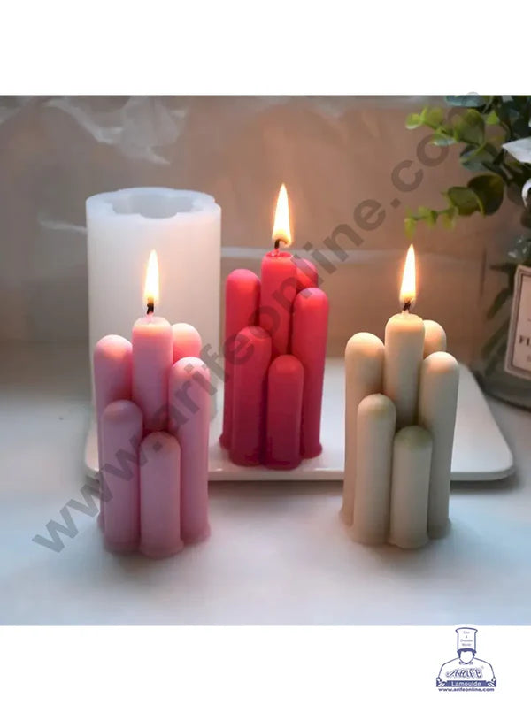 3D Silicon 1 Cavity Cylindrical Pillar Design Shape Silicon Candle Mould, Silicon Soap Mould (SBSP-DYF7010) - CAKE DECOR™ (MOQ 12 PCS) (RDD)