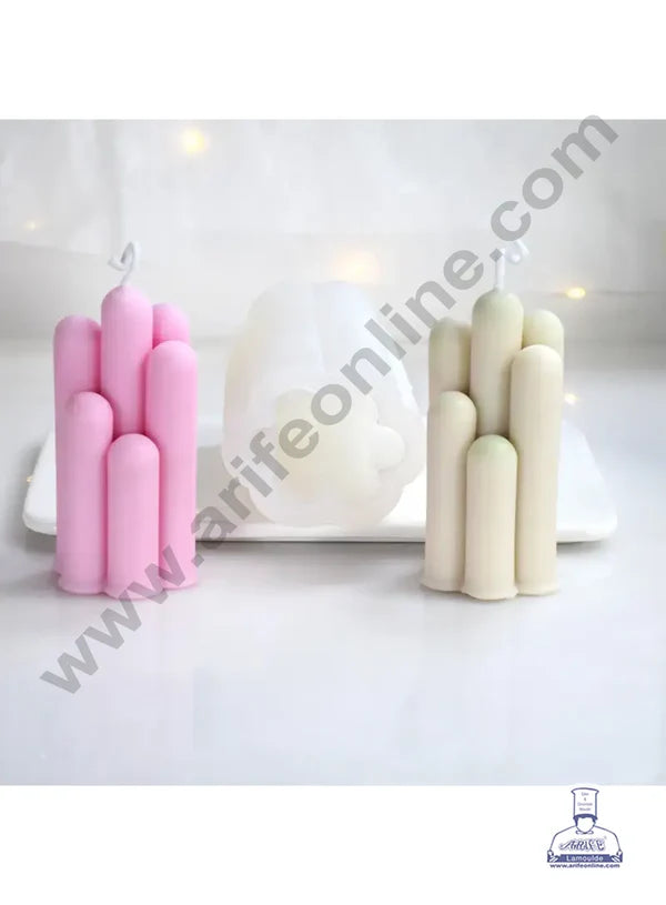 3D Silicon 1 Cavity Cylindrical Pillar Design Shape Silicon Candle Mould, Silicon Soap Mould (SBSP-DYF7010) - CAKE DECOR™ (MOQ 12 PCS) (RDD)