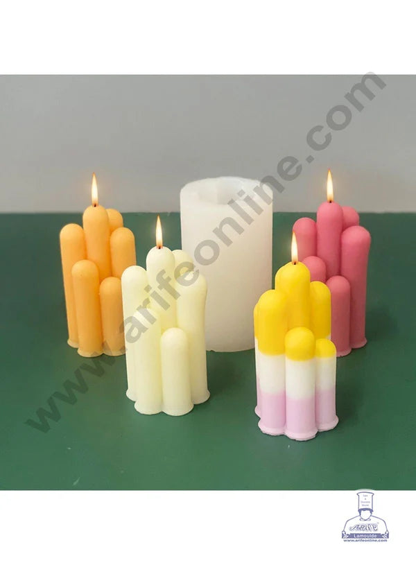 3D Silicon 1 Cavity Cylindrical Pillar Design Shape Silicon Candle Mould, Silicon Soap Mould (SBSP-DYF7010) - CAKE DECOR™ (MOQ 12 PCS) (RDD)