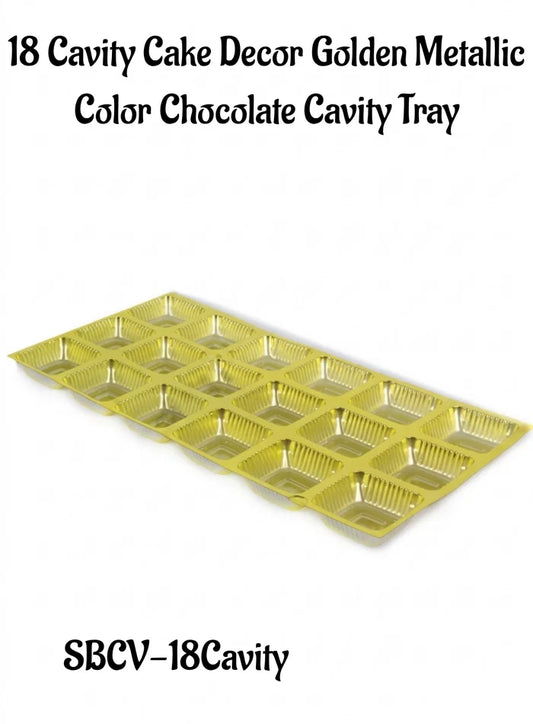18 Cavity Golden Metallic Color Chocolate Cavity Tray (MOQ 100 PCS)  (M)