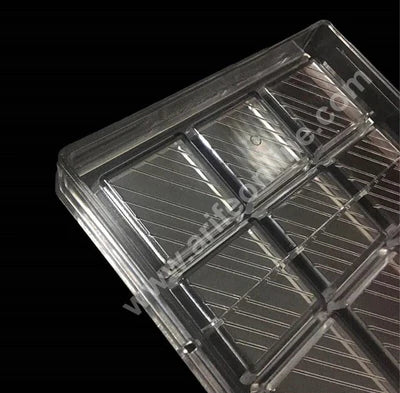 Polycarbonate Chocolate Mold: Square Praline with Diagonal Pattern│SB-3177│ (MOQ 12 PCS) (RRD)
