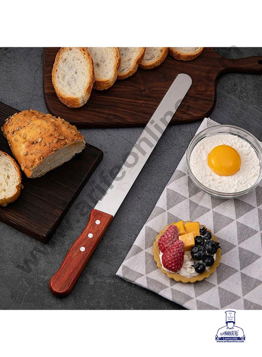 8" Small Teeth Wooden Handle Bread Knife | Cake Slicer (MOQ 12 PCS) (FD)