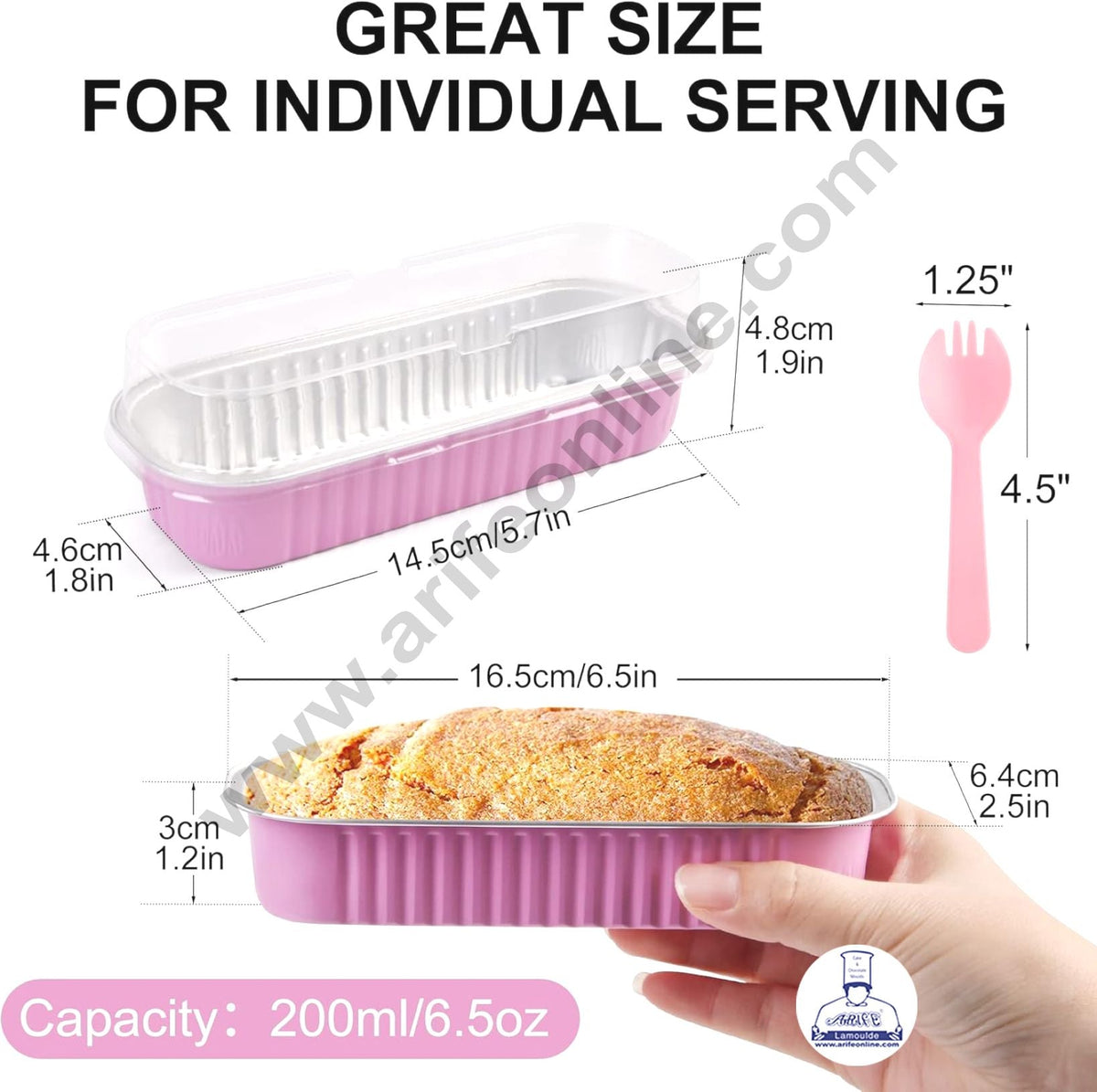 Rectangle  Aluminium Tin Foil Bake & Serve Cup with Lid | Aluminium Containers | Non-Stick Foil Baking container - Pink -  2000 Pcs per cartoon (MOQ 1 CRTN)(L)