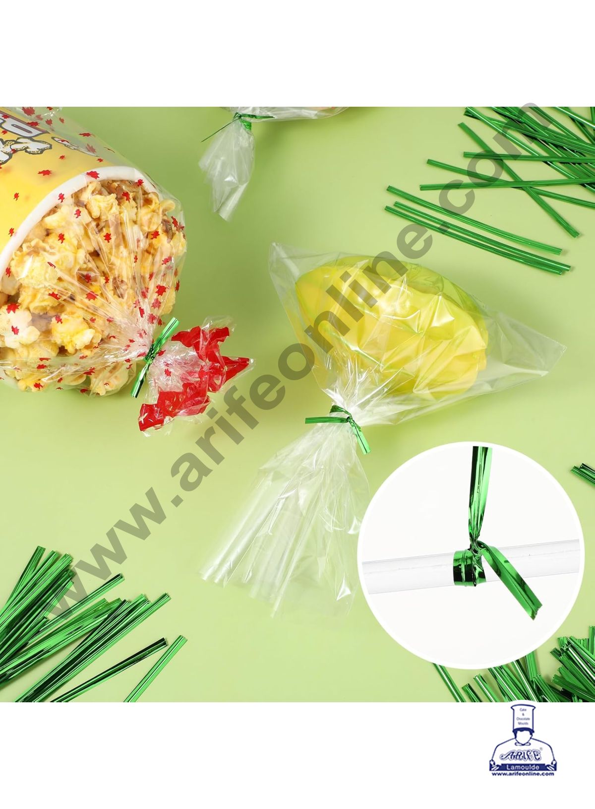 Metallic Twist Ties -Metallic Green (MOQ 50 PCS)  (L)