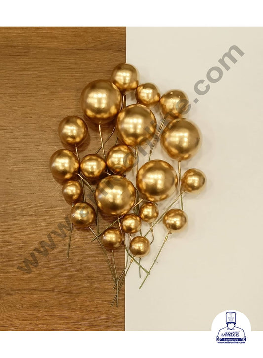 Golden Faux Balls Topper For Cake and Cupcake Decoration - 20 pcs Pack (SB-GoldenBall-20)  (MOQ 300 PACKET 1 CRTN) (IM)