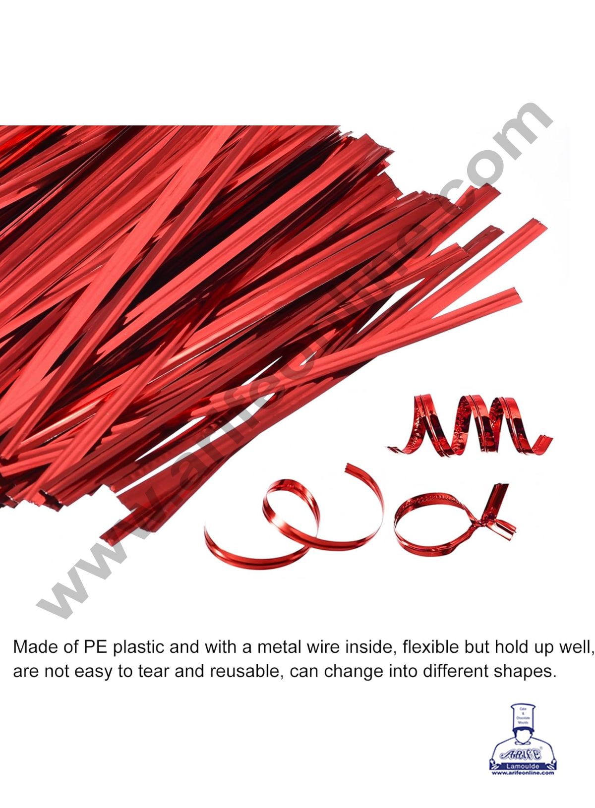 Metallic Twist Ties -Metallic Red (MOQ 50 PCS)  (L)
