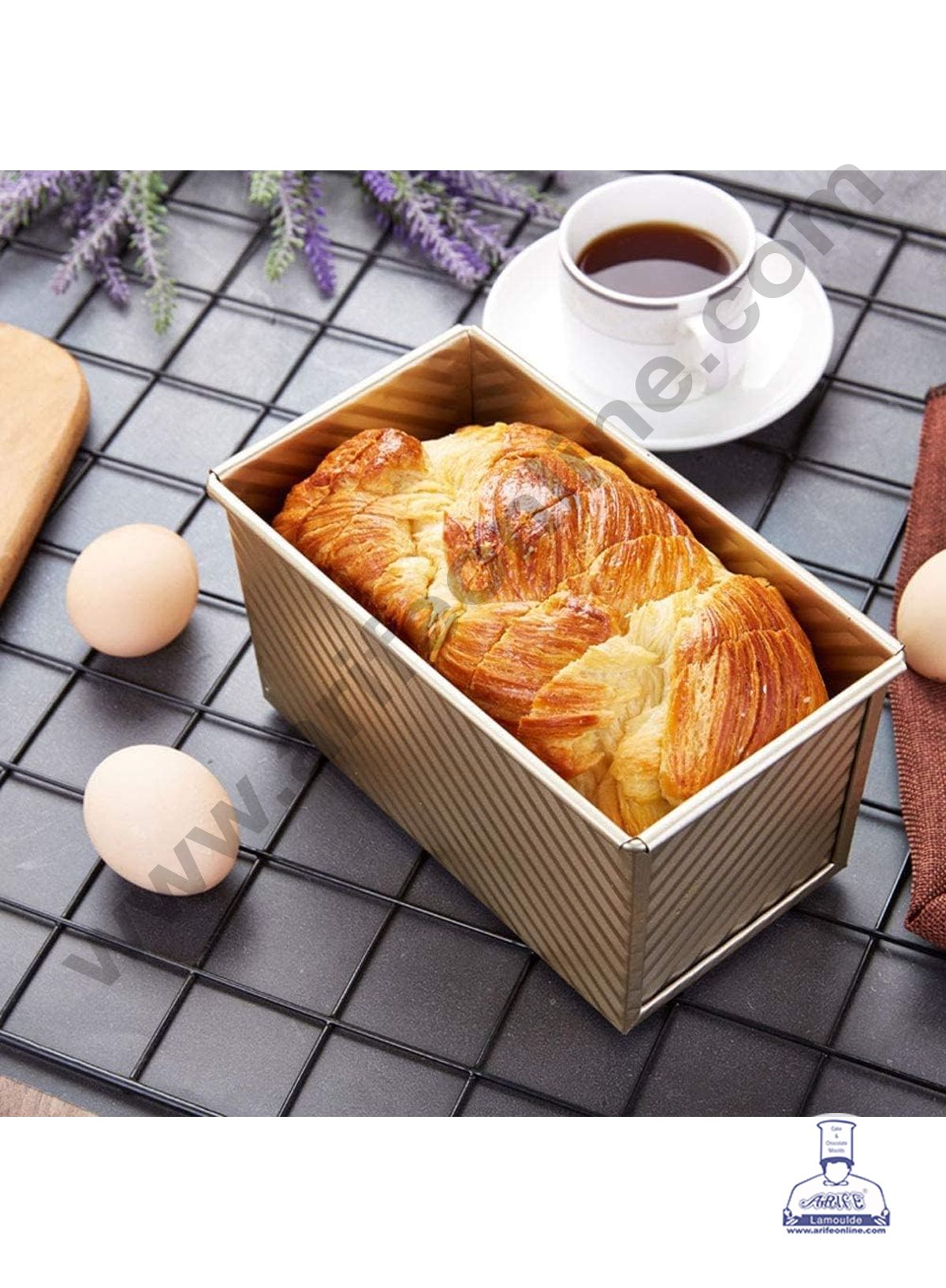 NON-STICK GOLDEN (RECT) WITH LID LOAF TIN A252-21 (MOQ 12 PCS) (RAD)