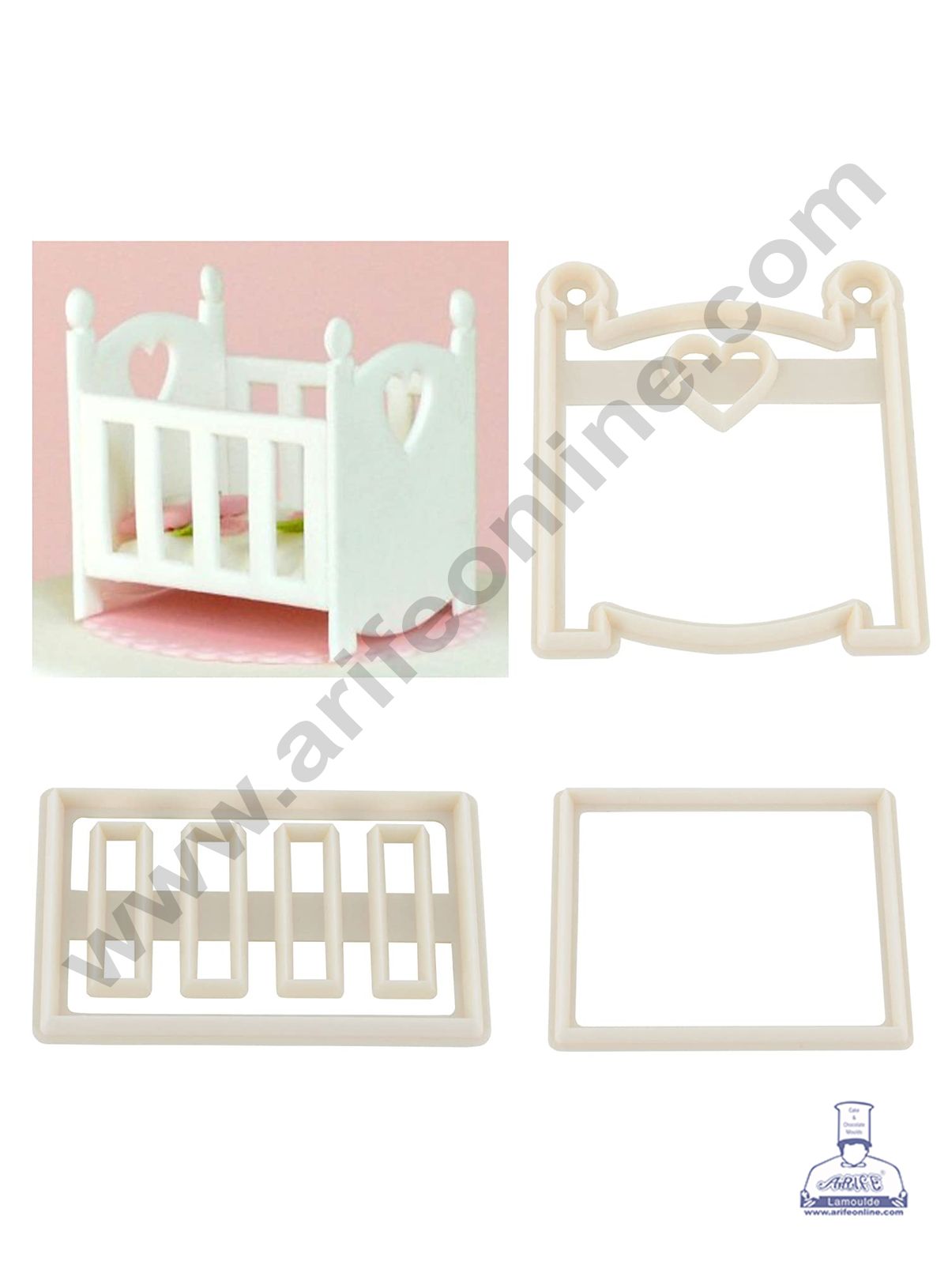 Cake Decor 3 Pieces Baby Cot Set Fondant Cutters Cupcake Cake Decorating Tools