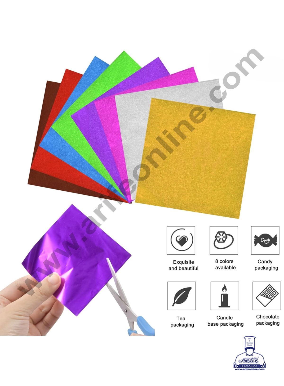 Aluminum Cut Foil Chocolate Wrapper - Multicolor Plan (8cm*8cm) 200 Pcs Pack (MOQ 12 PACK) (IO)
