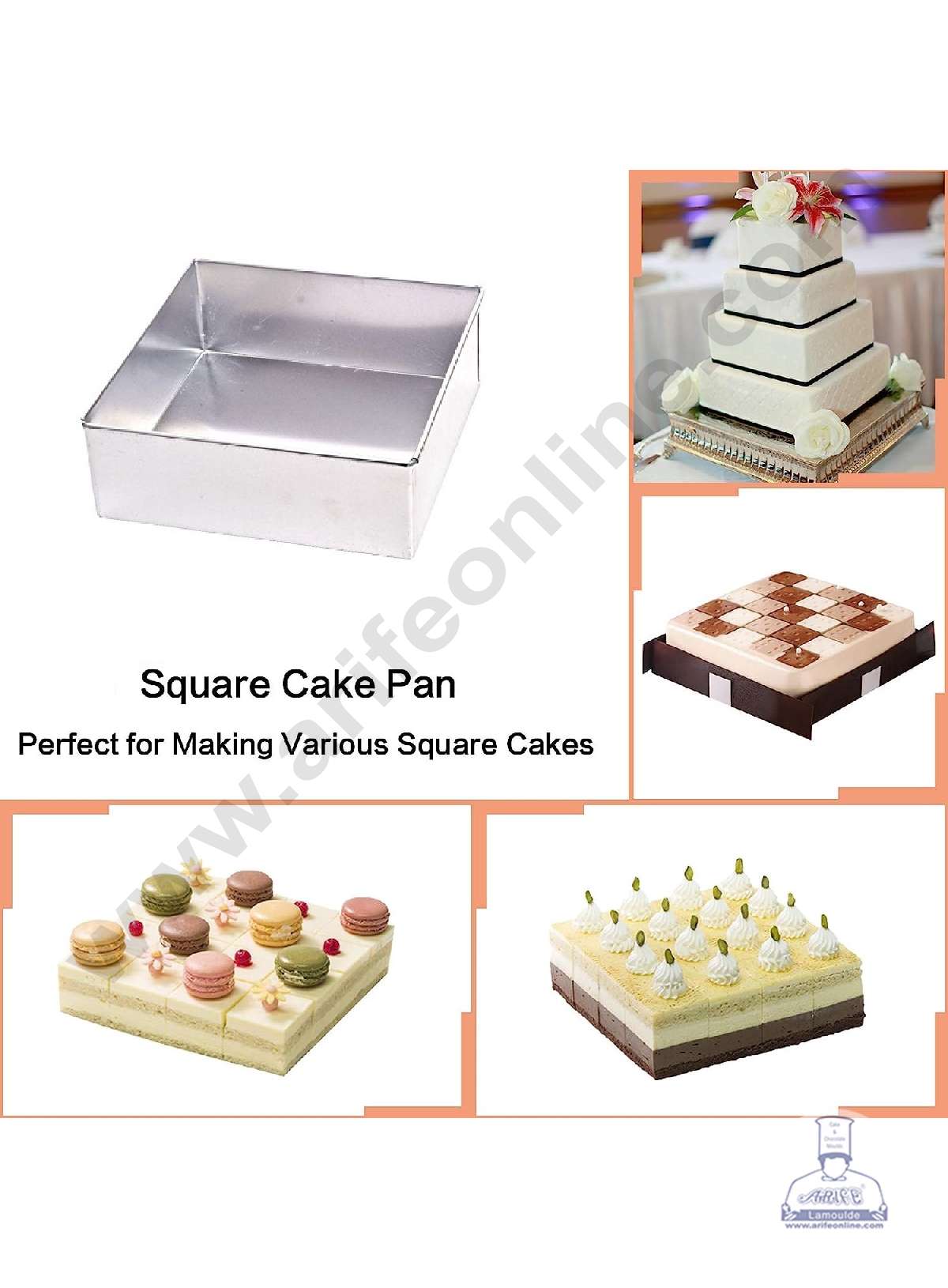 Aluminum Square Cake Mould - 6 in x 2 in (MOQ 12 PCS)