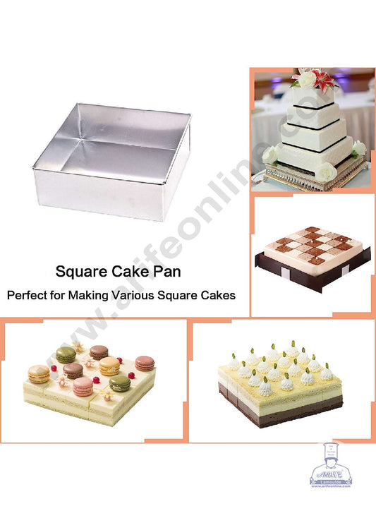 Aluminum Square Cake Mould - 8 in x 2 in (MOQ 12 PCS)