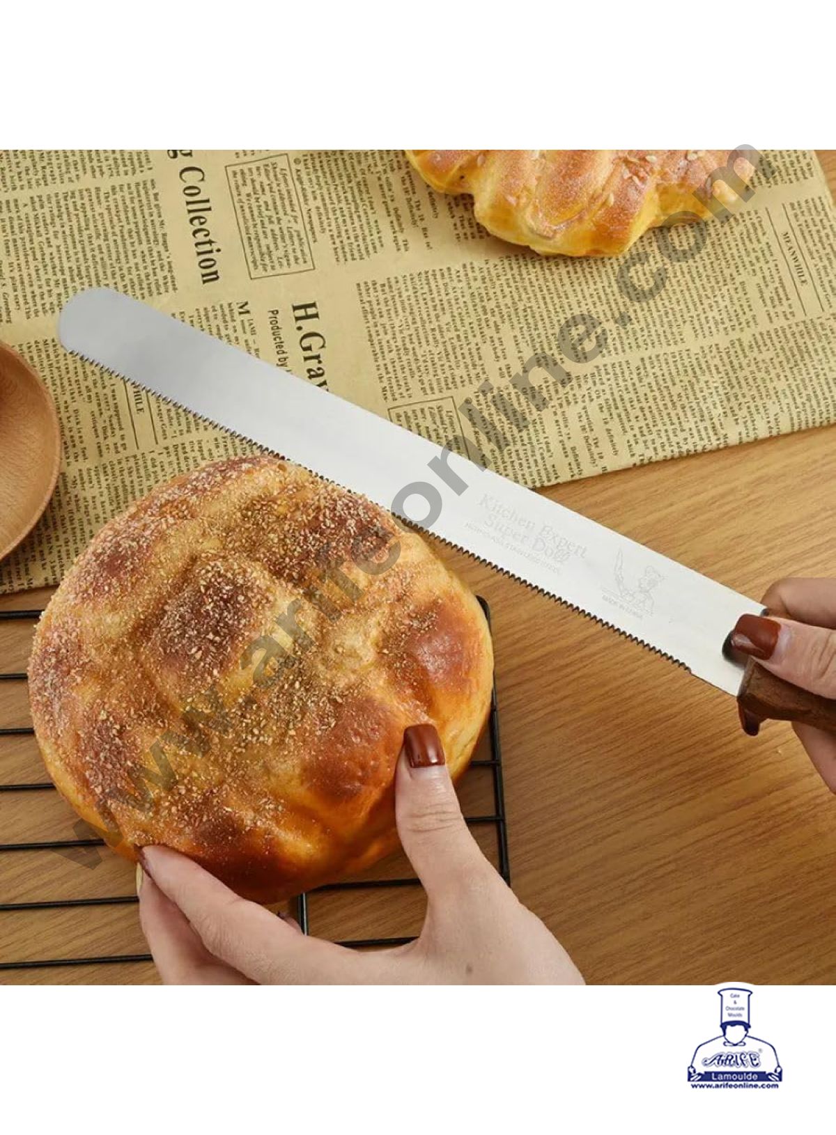 8" Small Teeth Wooden Handle Bread Knife | Cake Slicer (MOQ 12 PCS) (FD)