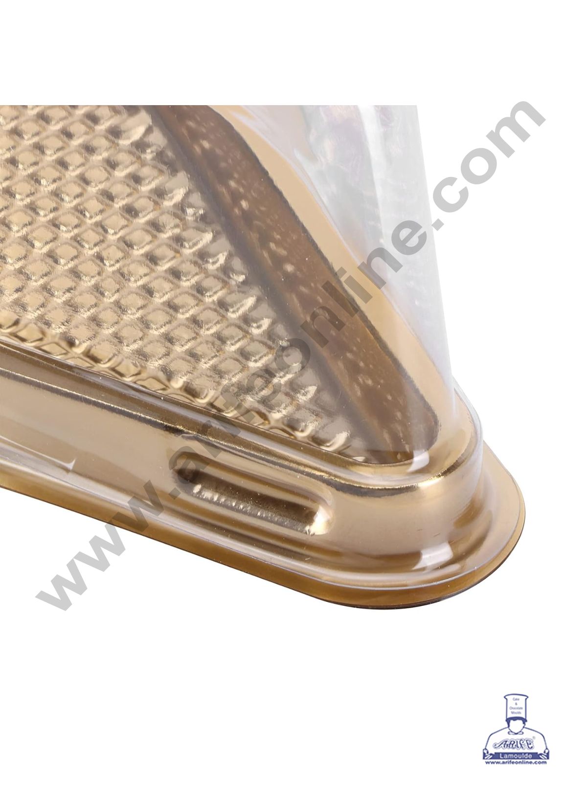 Gold Base PVC Triangle Pastry box with Clear Lid | Slice Box | Dessert Package | Pastry box (MOQ 500 PCS) (E)