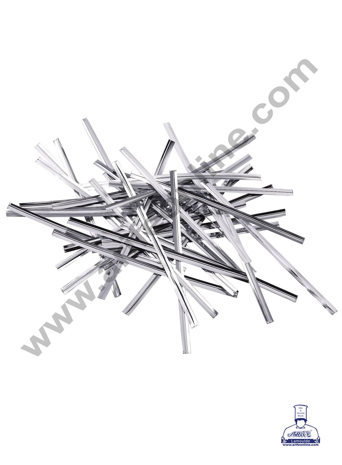 Metallic Twist Ties -Metallic Silver (MOQ 50 PCS)  (L)