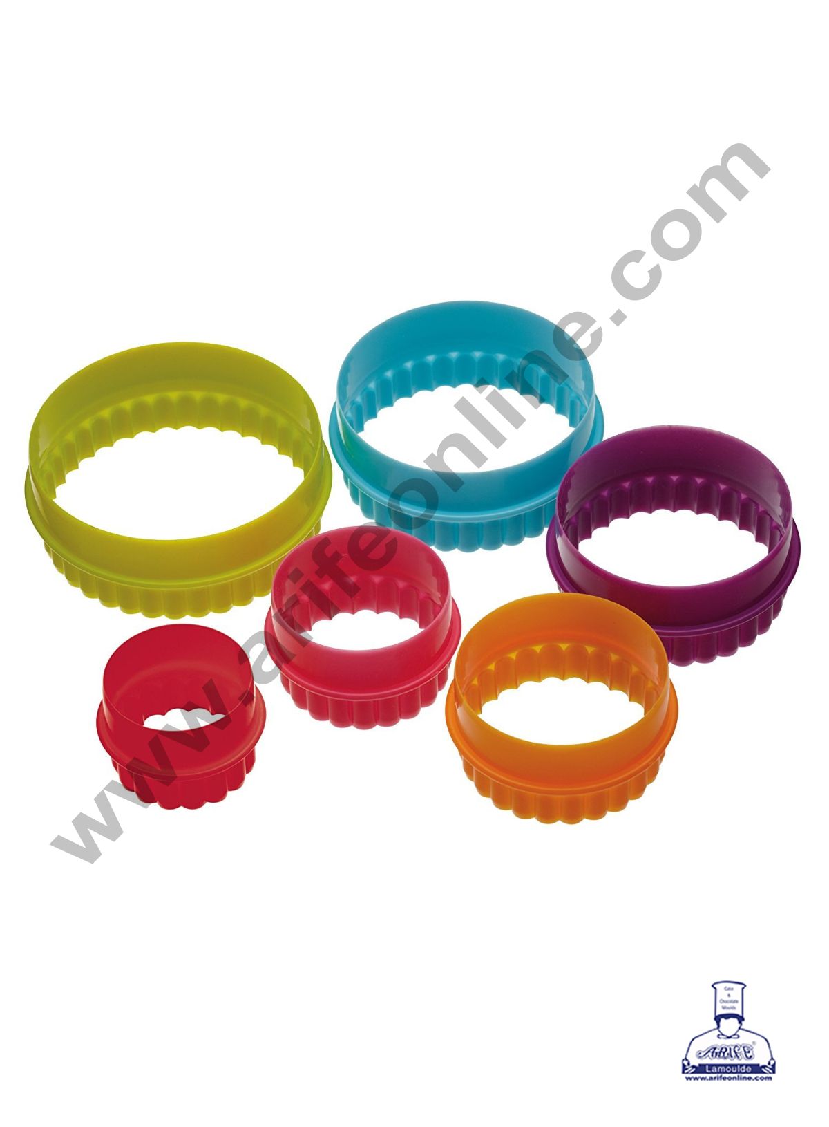 Plastic 5 pcs Round Shaped Plastic Cookie Biscuit Pastry Fondant and Cake Cutter SBDT-009  (MOQ 12 PCS) (RE)