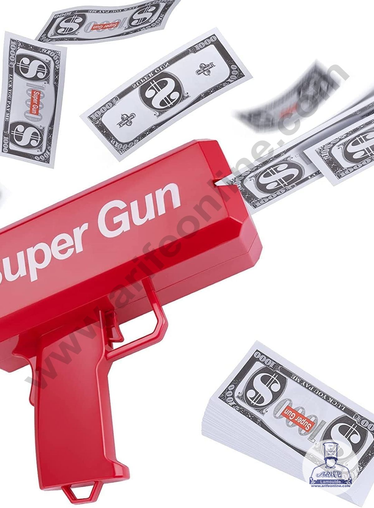 RED Money Gun Shooter Money Dispenser with Fake Money for Birthday Wedding Party, Night Club (MOQ 6 PCS)