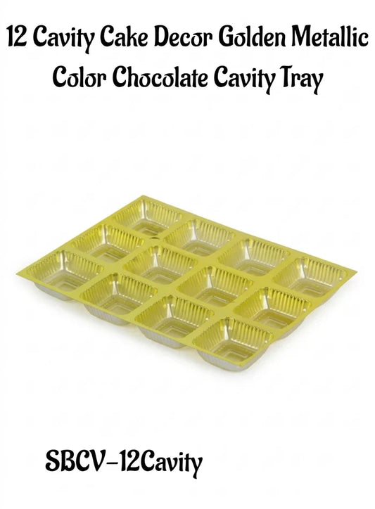 12 Cavity Golden Metallic Color Chocolate Cavity Tray (MOQ 100 PCS) (F)