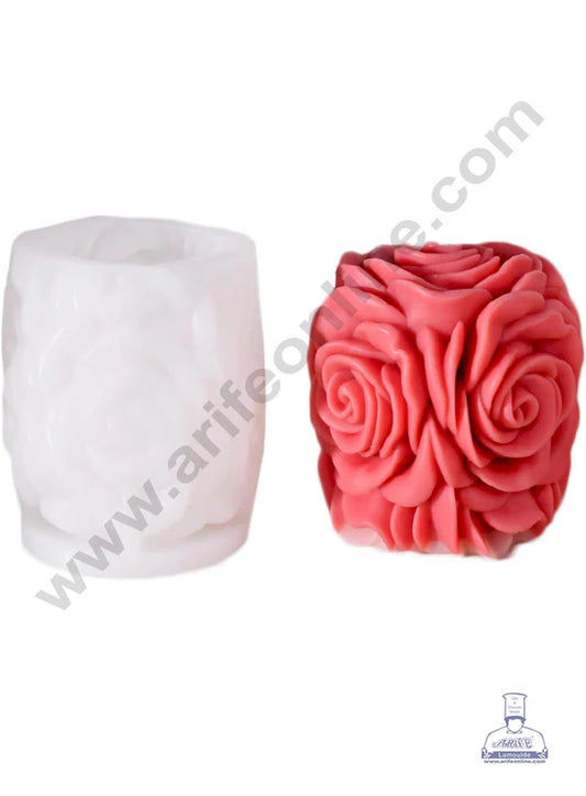 3D Silicon 1 Cavity Rose Pillar Shape Silicon Candle Mould, Silicon Soap Mould (SBSP-DYF7414)   (MOQ 12 PCS)  (FUD)