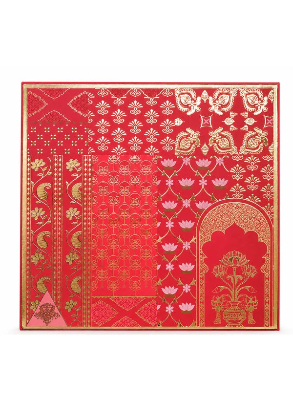 Red Traditional Square Top & Bottom Hamper Box (8x8x4 Inch) | Gift Packaging Box (SBBX-3139) - (MOQ 100 PCS)