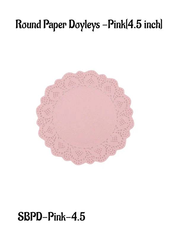 4.5 inch Paper Doilies | Round Placemats | Decorative Accessories | Disposable Paper Mats - Pink (100 pcs Pack) (MOQ 12 PACK)