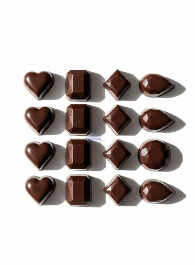 Small Bakers 15-Cavity Polycarbonate Gemstone, Heart, Rectangular, Circular faceted, Teardrop Shape Chocolate Mold |SBPS-61|1 Piece| (MOQ 12 PCS) (UD)