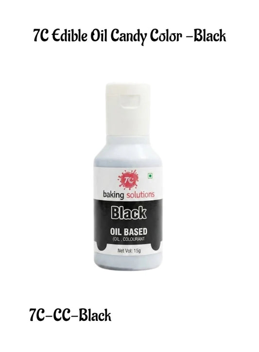7C Edible Oil Candy Color Food Colouring for Icing, Cakes Decor, Baking, Fondant Colours – Black  (MOQ 12 PCS)  (RA.24)