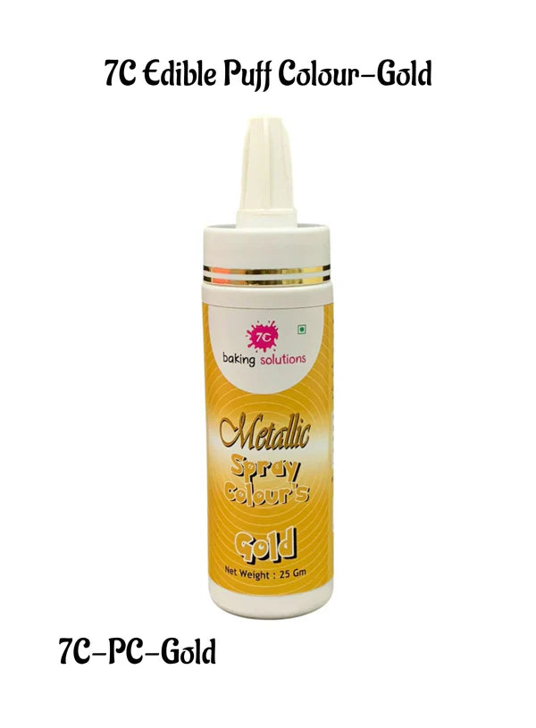 7C Edible Puff Colour Food Colour Powder Spray for Cakes Decoration - Metallic Gold ( 25 gm )  (MOQ 12 PCS) (ARL.8)