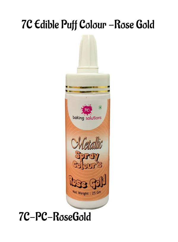 7C Edible Puff Colour Food Colour Powder Spray for Cakes Decoration -  Metallic Rose Gold ( 25 gm ) (MOQ 12 PCS) (ARL.8)