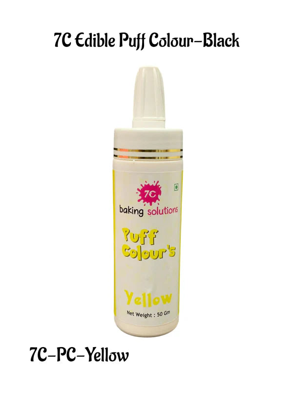 7C Edible Puff Colour Food Colour Powder Spray for Cakes Decoration - Yellow ( 50 gm )  (MOQ 12 PCS) (FA.3)