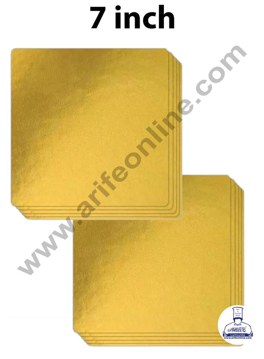 Cake Decor MDF Cake Base Gold Color 10 Pieces Square - 7 inch