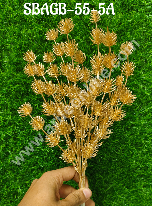 Artificial Golden Colored Leaves bush Decorative Item For Cake Decoration- 1 Stick (SBAGB-55-5A) (MOQ 12 PCS)
