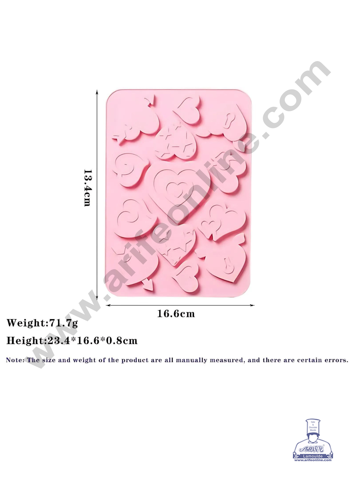 13 Cavity Heart Shaped Silicone moulds for Chocolate, Jelly Desserts (SBSM-LBM237) (MOQ 12 PCS)  (EE)
