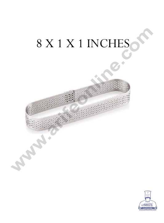 Cake Decor Stainless Steel Perforated Oval Tart Cake Ring - 8 Inch