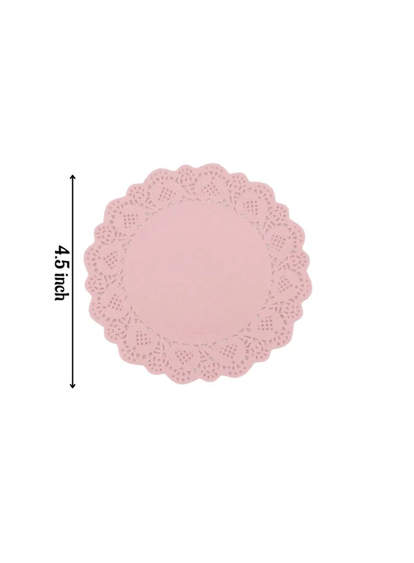 4.5 inch Paper Doilies | Round Placemats | Decorative Accessories | Disposable Paper Mats - Pink (100 pcs Pack) (MOQ 12 PACK)