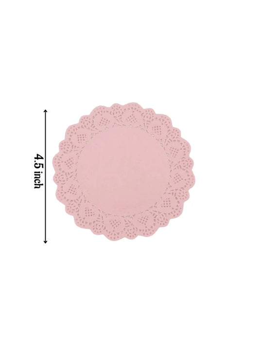 4.5 inch Paper Doilies | Round Placemats | Decorative Accessories | Disposable Paper Mats - Pink (100 pcs Pack) (MOQ 12 PACK)