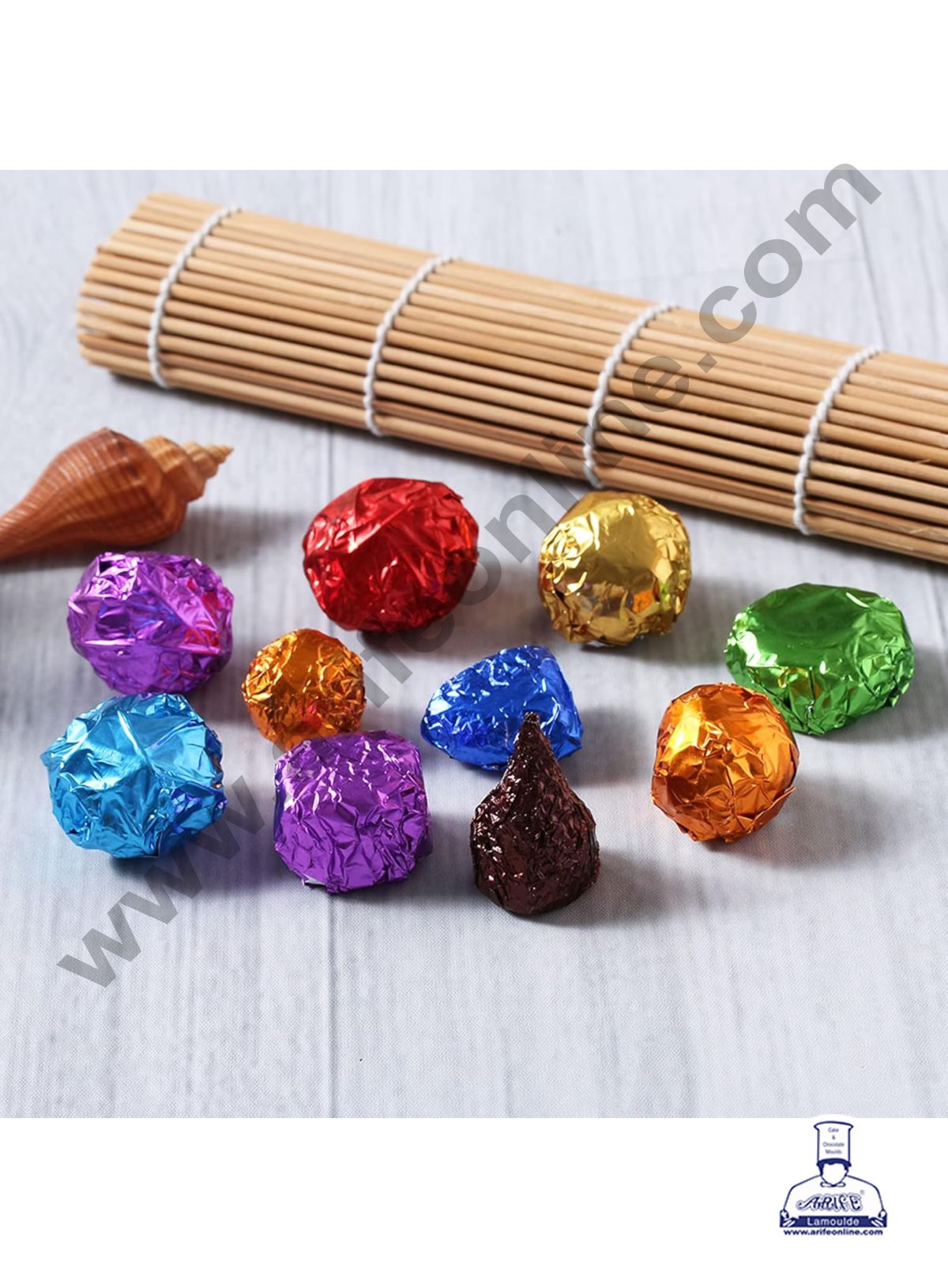 Aluminum Cut Foil Chocolate Wrapper - Multicolor Plan (8cm*8cm) 200 Pcs Pack (MOQ 12 PACK) (IO)