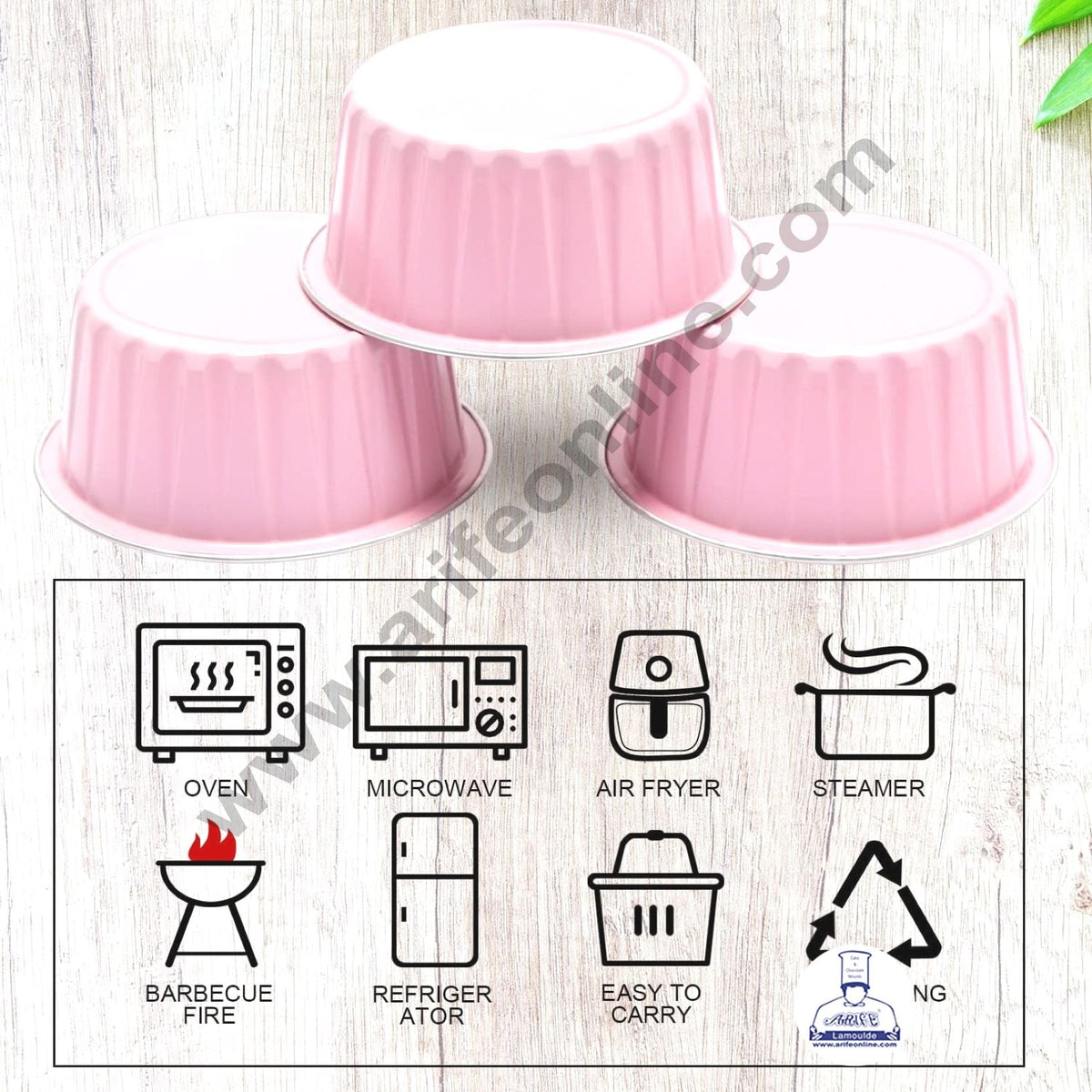 Pink Round Frill Aluminium Tin Foil With Dome Lid Bake & Serve Cup| Aluminium Containers | Non-Stick Foil Baking Cups 2000 Pcs per cartoon (MOQ 1 CRTN) (M)