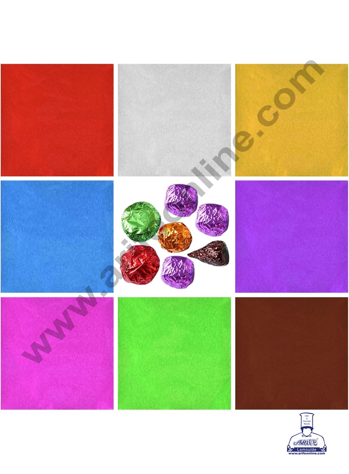 Aluminum Cut Foil Chocolate Wrapper - Multicolor Plan (8cm*8cm) 200 Pcs Pack (MOQ 12 PACK) (IO)