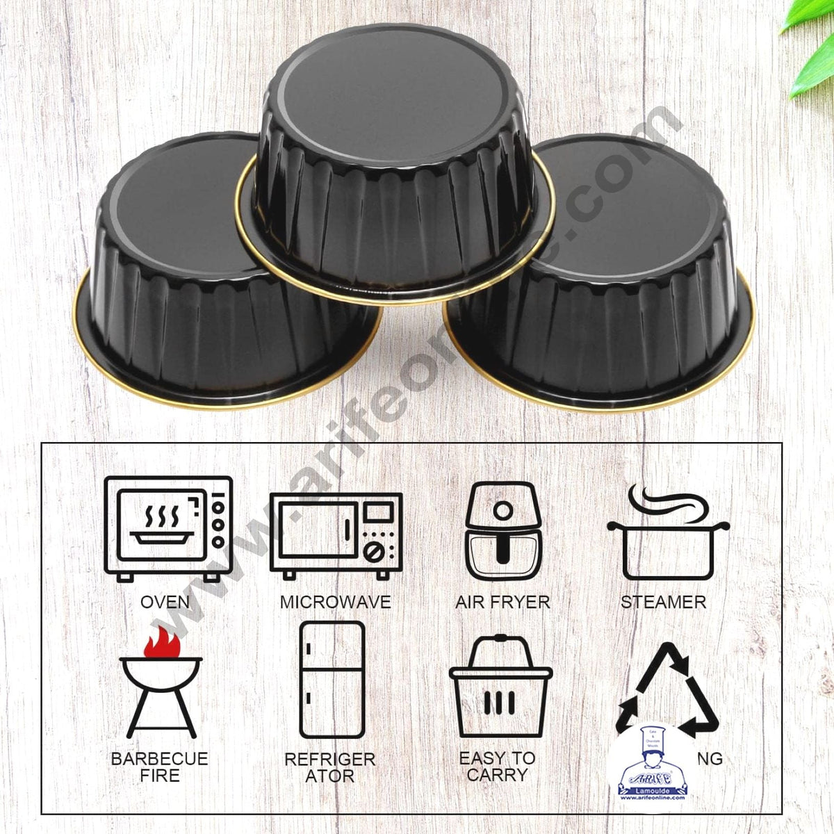 Black Round Frill Aluminium Tin Foil With Dome Lid Bake & Serve Cup| Aluminium Containers | Non-Stick Foil Baking Cups   2000 Pcs per cartoon (MOQ 1 CRTN) (M)