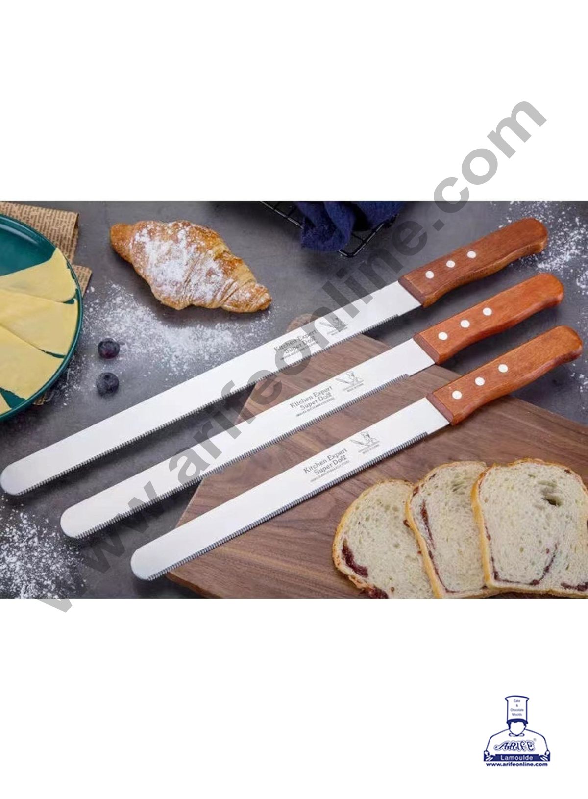 8" Small Teeth Wooden Handle Bread Knife | Cake Slicer (MOQ 12 PCS) (FD)