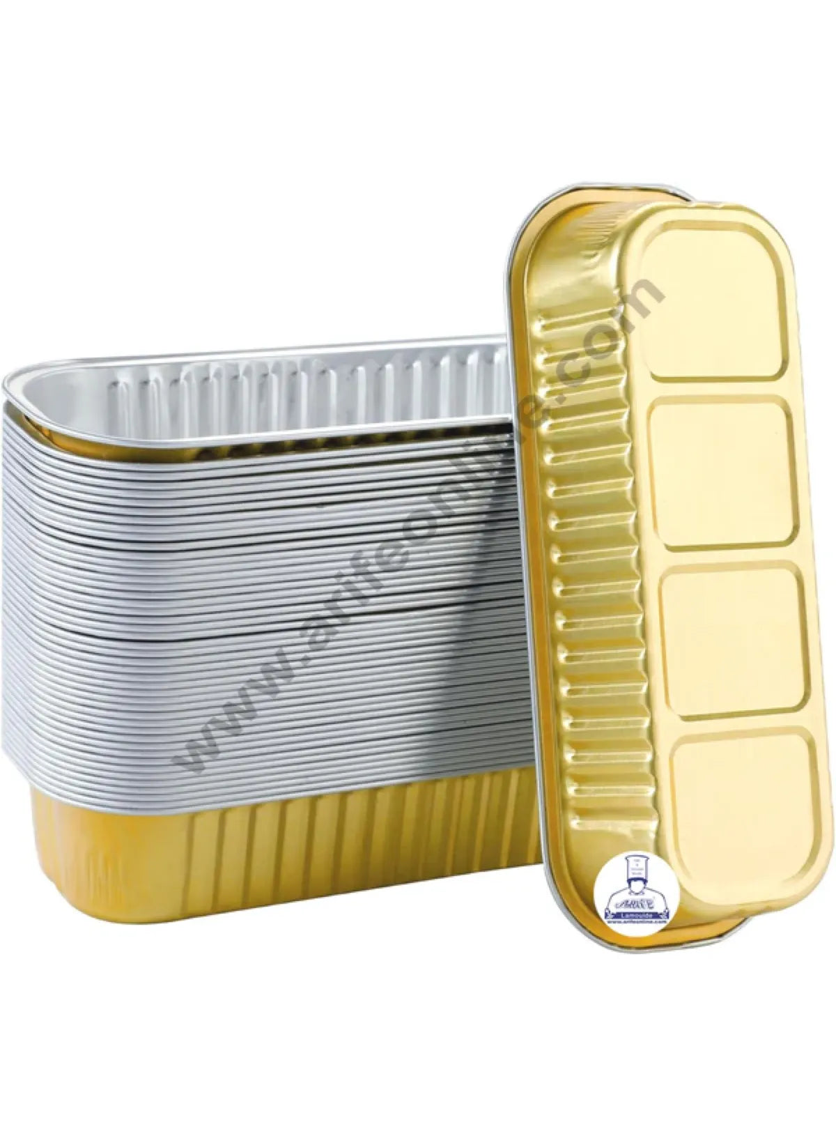 Rectangle  Aluminium Tin Foil Bake & Serve Cup with Lid | Aluminium Containers | Non-Stick Foil Baking container - Gold - 2000 Pcs per cartoon (MOQ 1 CRTN)  (L)