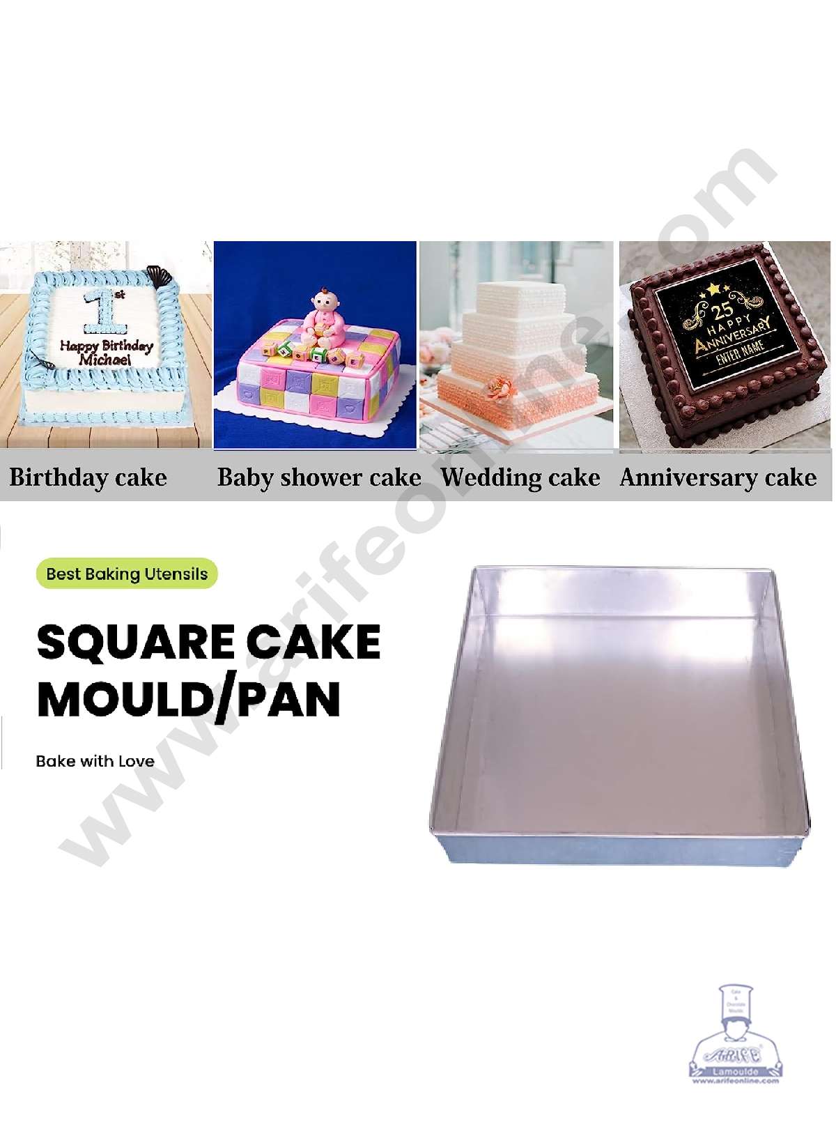 Aluminum Square Cake Mould - 7 in x 2 in (MOQ 12 PCS)